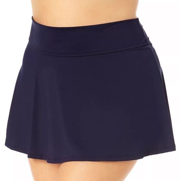 Anne Cole Women's Plus Size Color Rock Skirt Swim Bottom in Blue Size 20W Navy - Picture 2 of 11